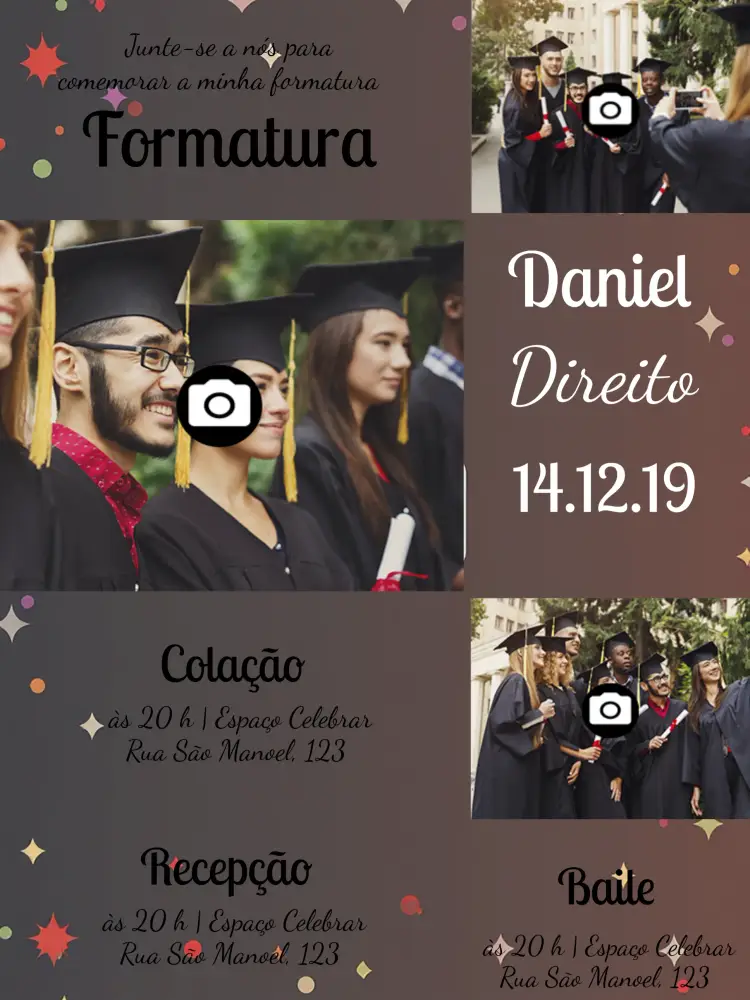 Convite Formatura Com Fotos Colagem