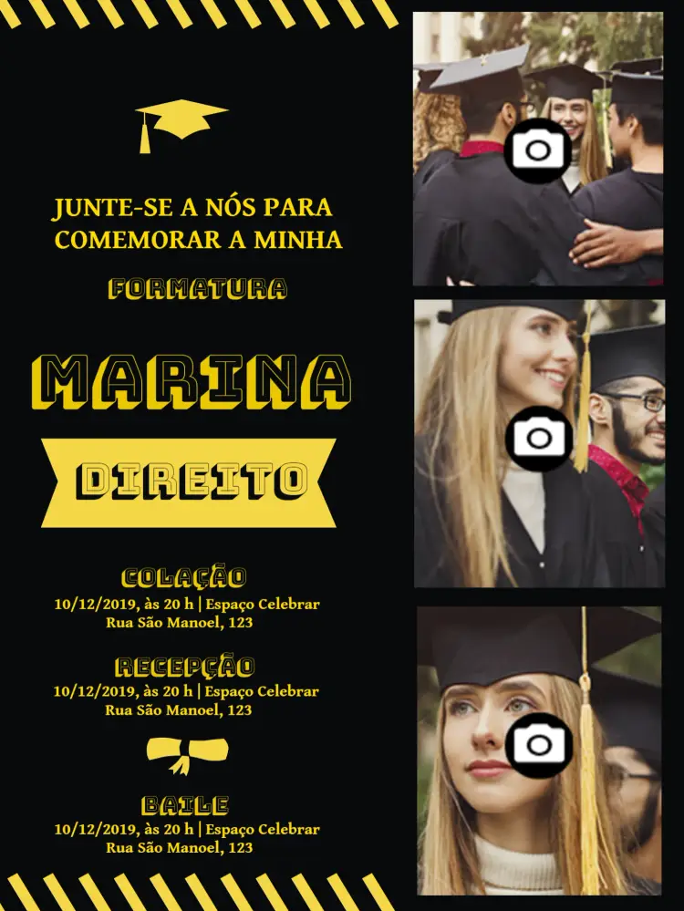 Convite Formatura Com Fotos Colegial