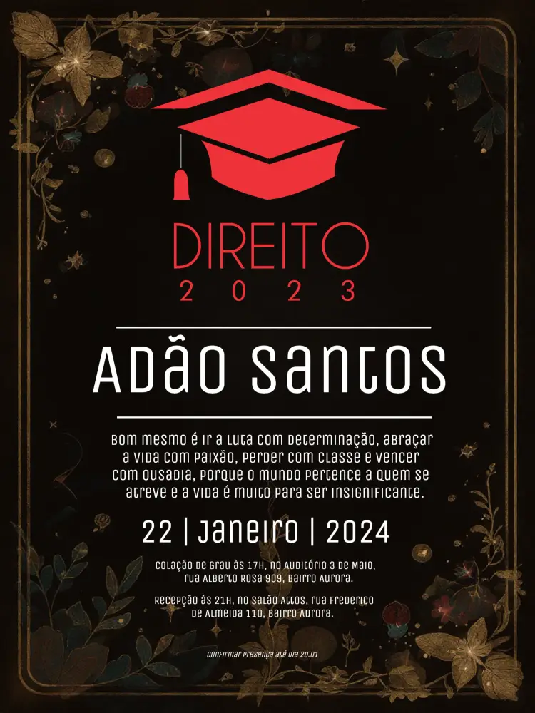 Convite Formatura Direito Advogado