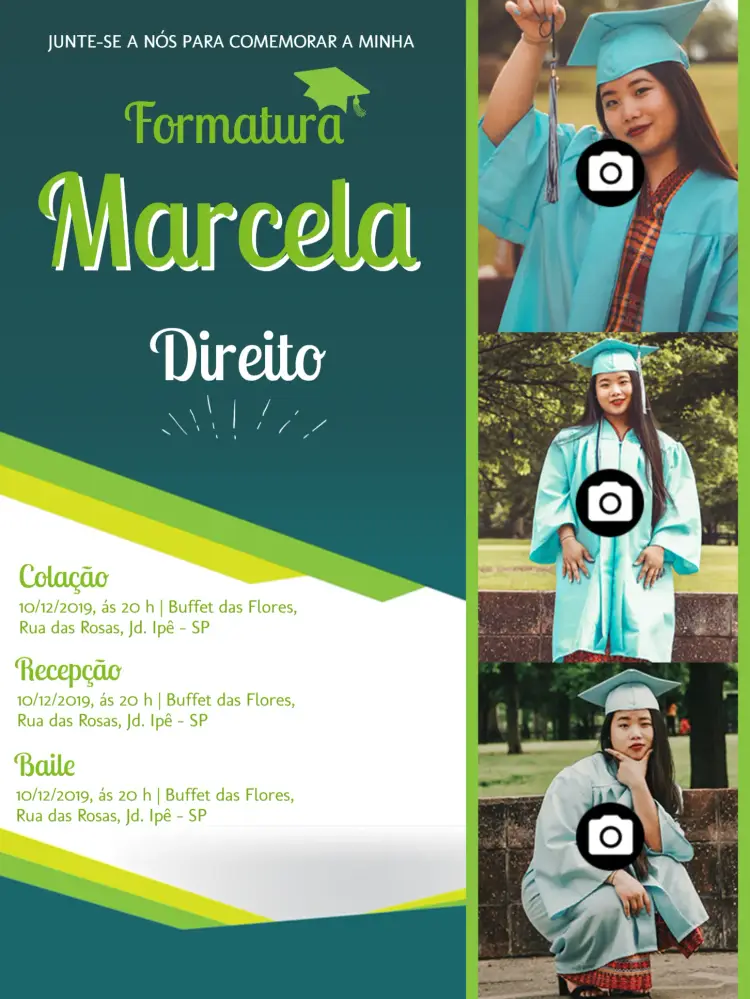 Convite Formatura Direito Com Foto Verde