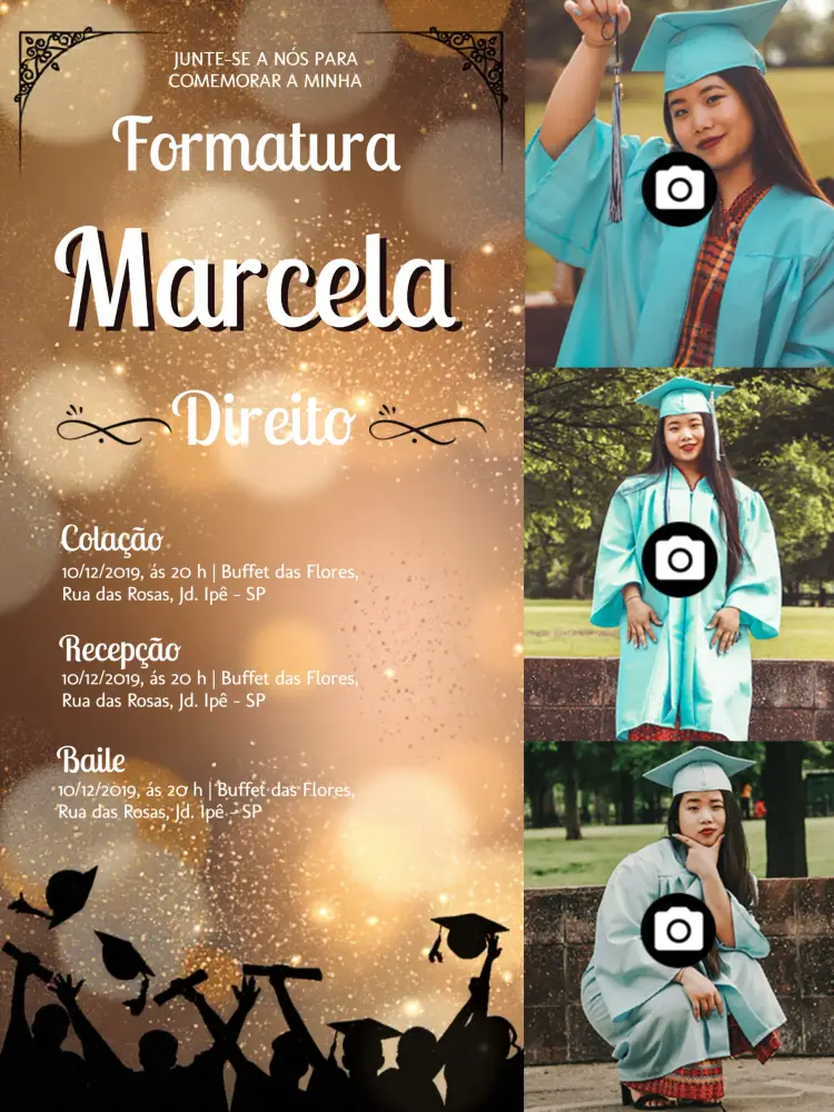 Convite Formatura Em Direito Com Fotos Luz