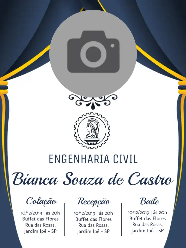 Formatura Engenharia Civil Com Foto Dourado