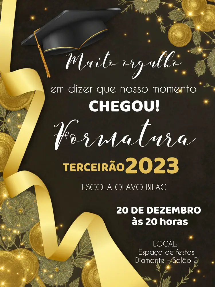 Convite Formatura Ensino Médio Preto