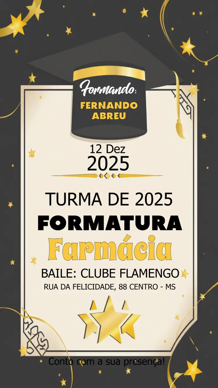 Convite Formatura Farmácia Preto