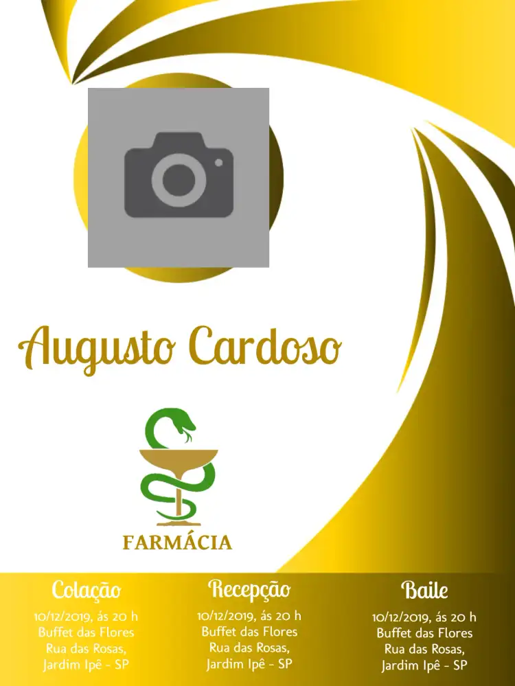 Formatura Farmácia Com Foto Dourado