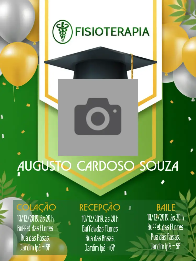 Convite Formatura Fisioterapia Com Foto Verde
