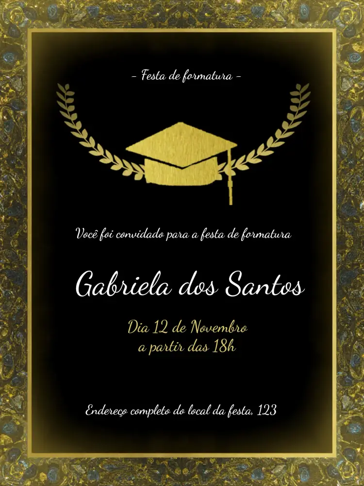 Convite Formatura Graduação editável e personalizável