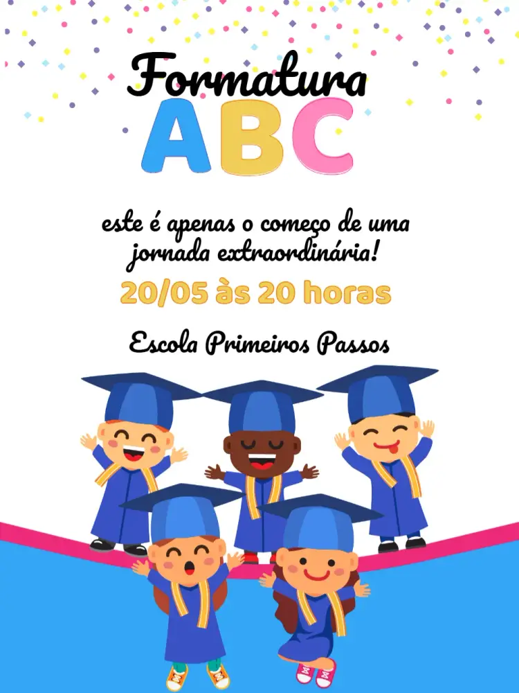 Convite Formatura Infantil Abc Colorido