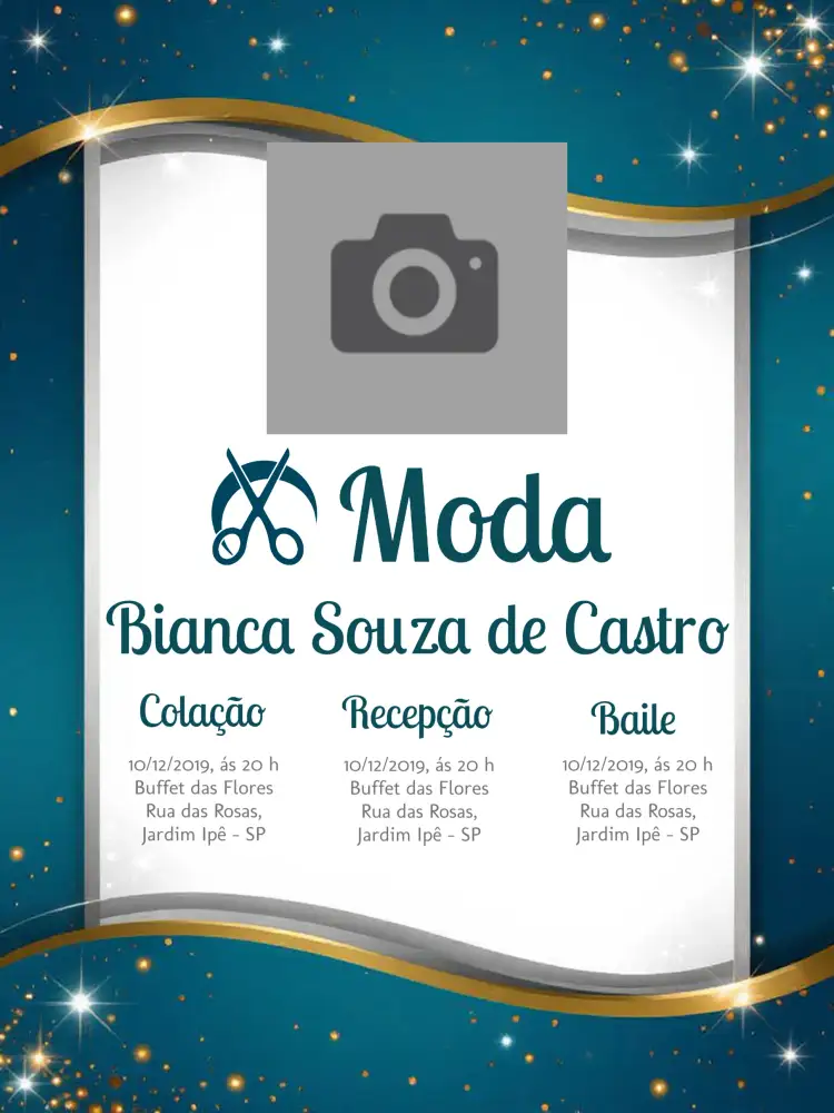 Convite Formatura Moda Com Foto Dourado – tema Formatura dourado, elegante, moderno, minimalista, estilo contemporâneo