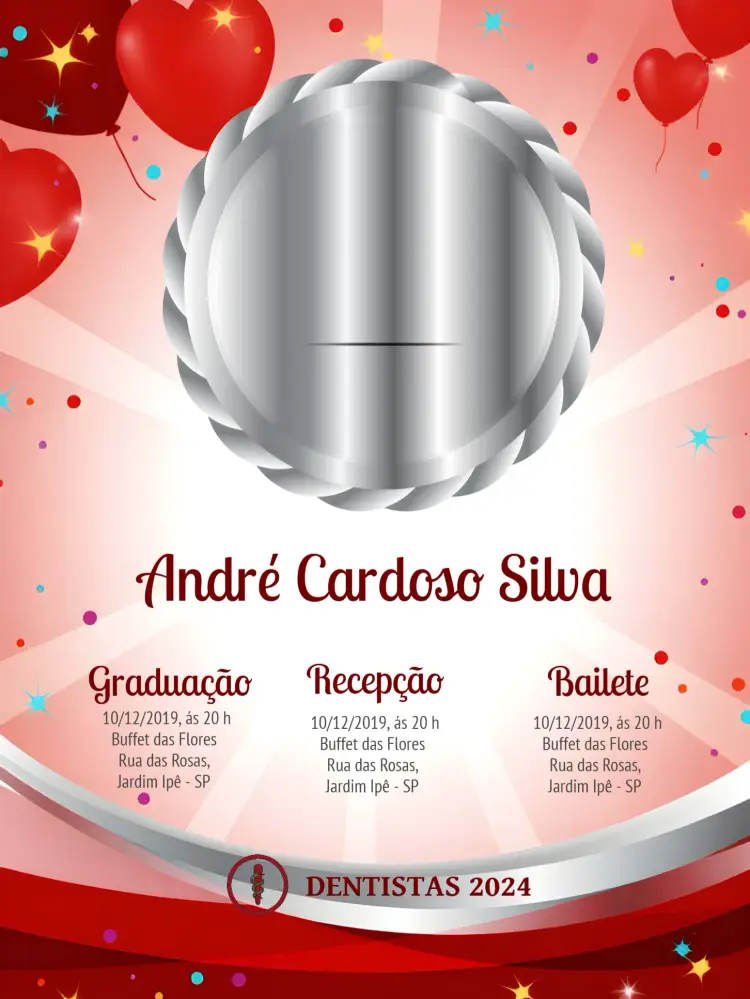 Convite Formatura Odontologia Com Foto Dourado