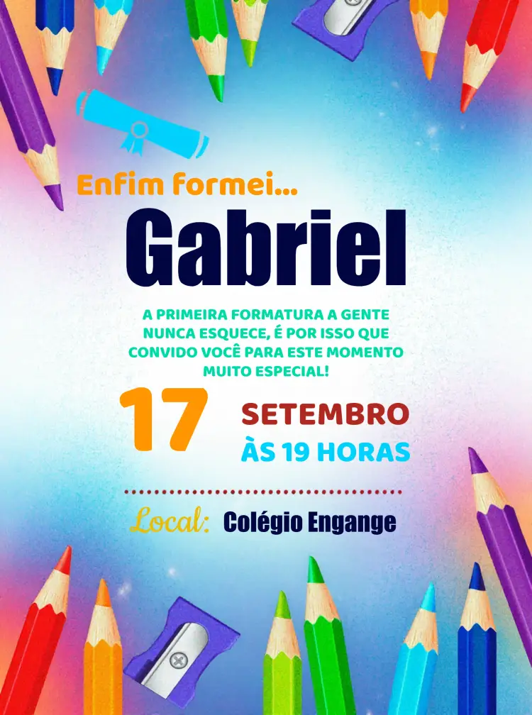 Convite Formatura Pré Escola Jardim
