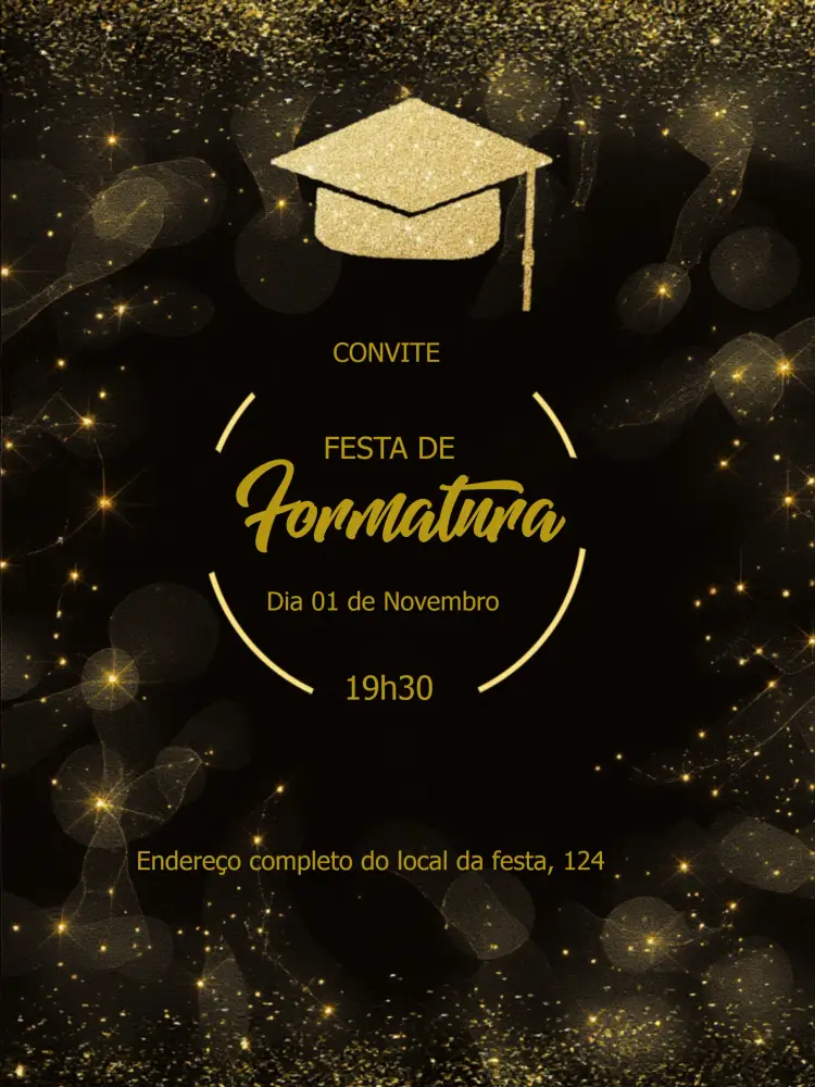 Convite Formatura Quepe editável e personalizável