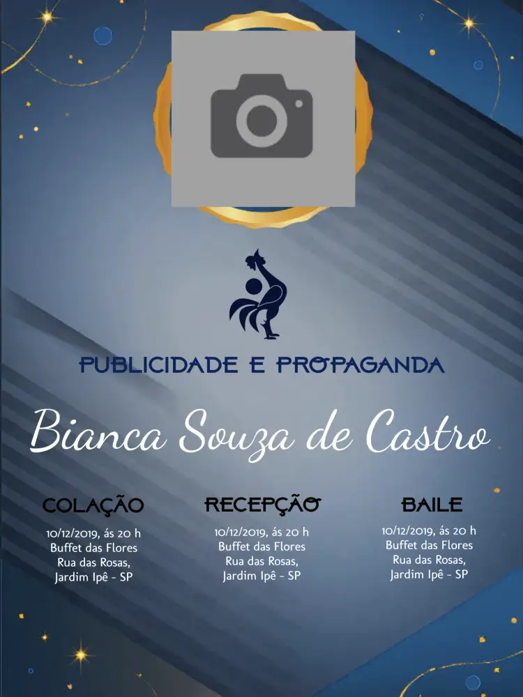 Convite Formatura Publicidade E Propaganda Com Foto Dourado