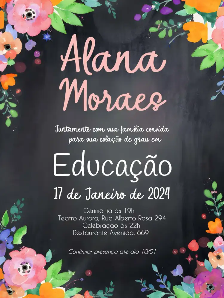 Formatura Quadro Negro Giz Formandos