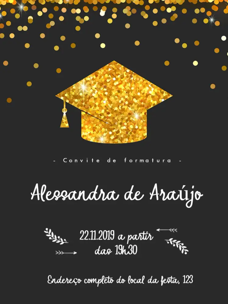Convite Formatura Dourado