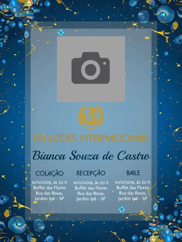 Convite Formatura Relações Internacionais Com Foto Dourado