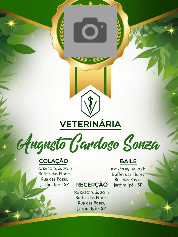 Formatura Veterinária Com Foto Dourado