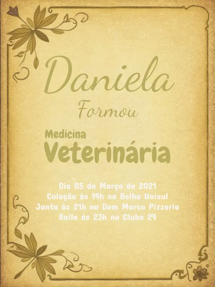 Convite Formatura Veterinária Preto