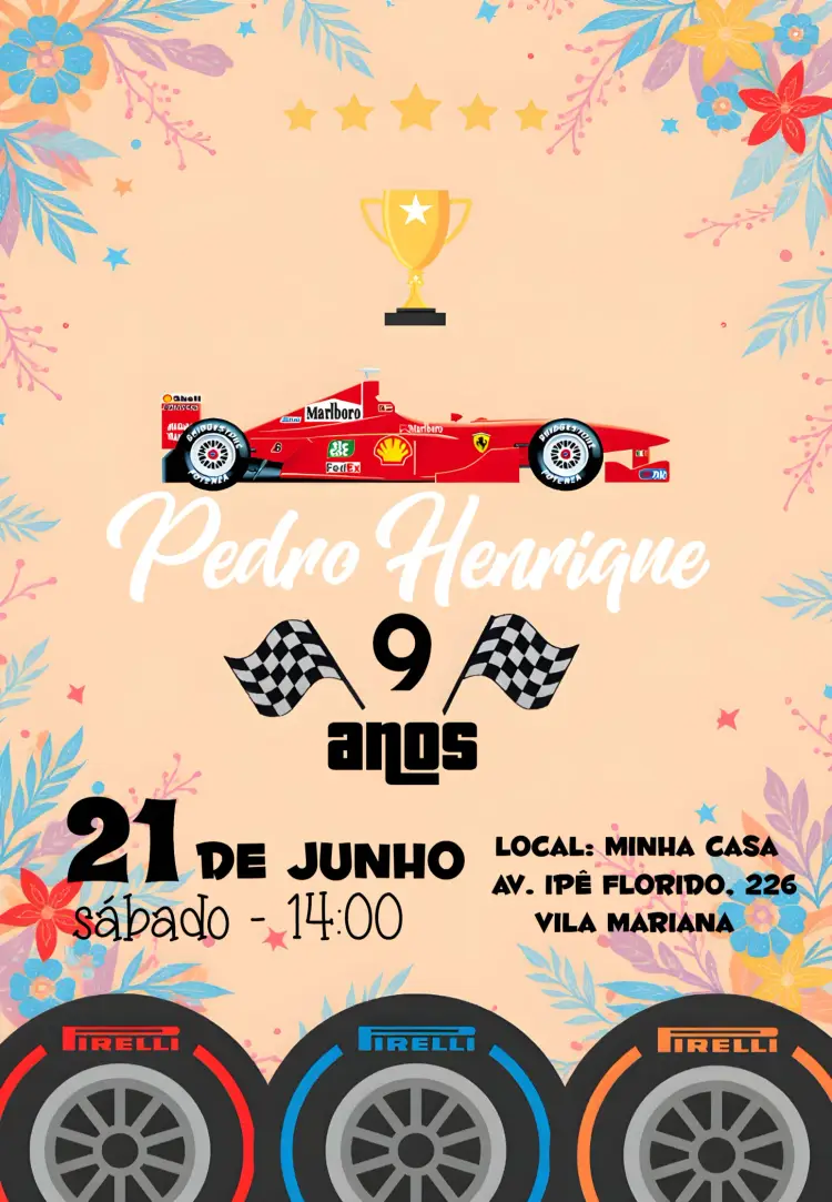 Convite Fórmula 1 Ayrton