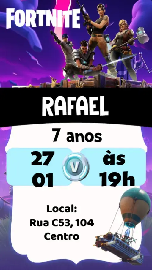 Convite Fortnite