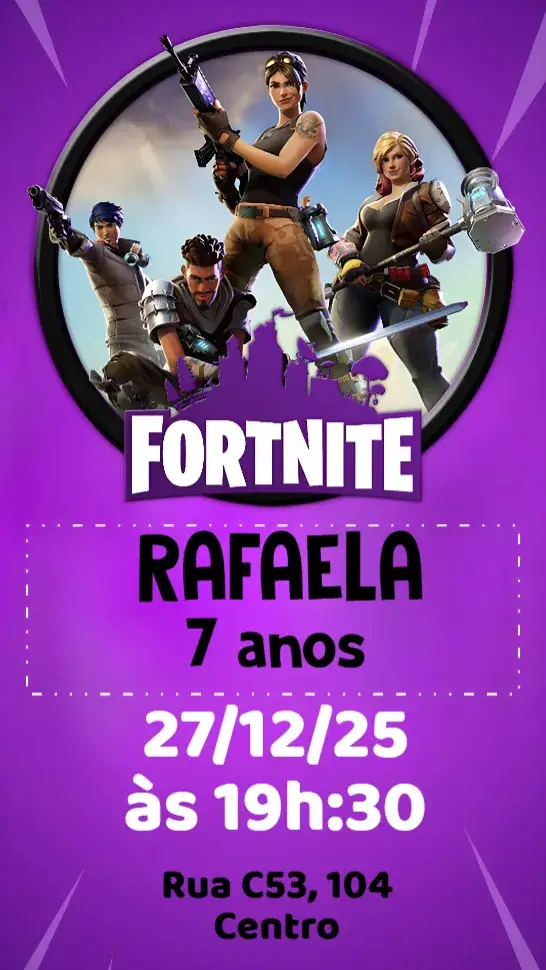 Convite Fortnite Menina