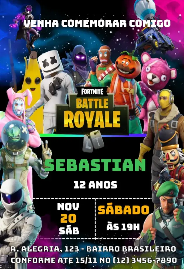 Convite Fortnite Battle Royale