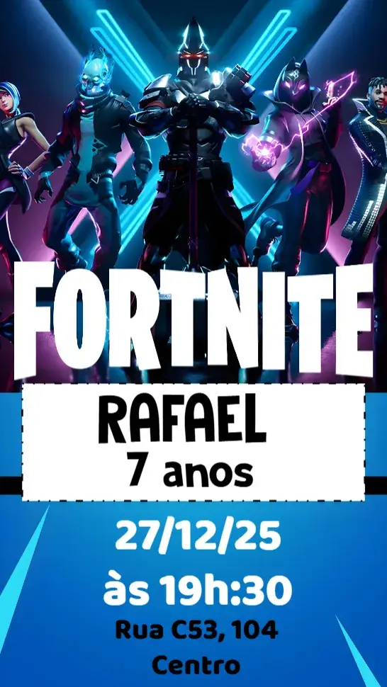 Convite Fortnite Menino