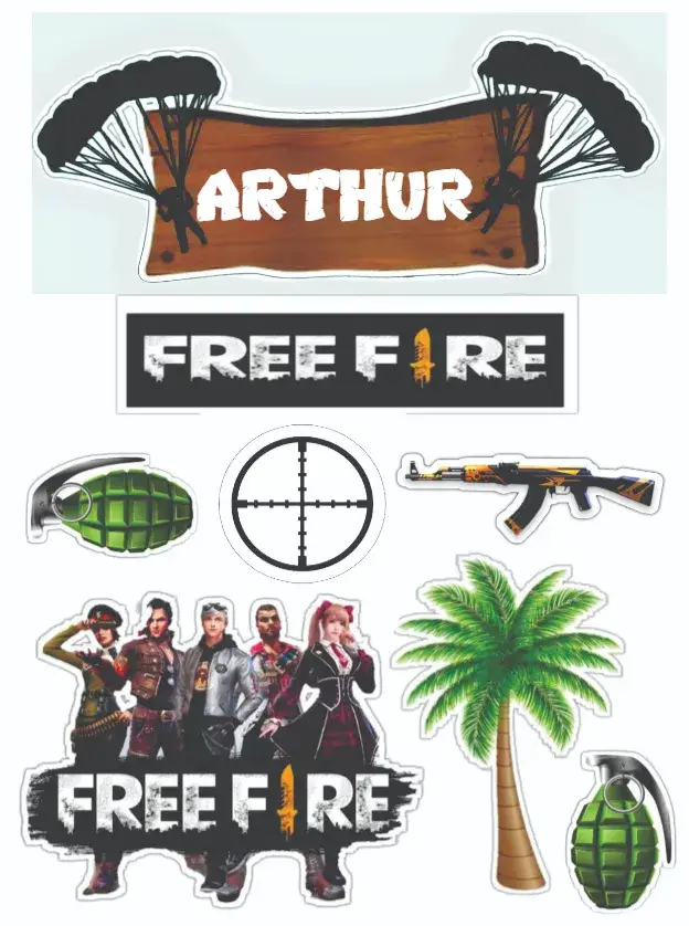 Convite Free Fire – tema Topo de bolo colorido, gamer, moderno, dinâmico, jovial