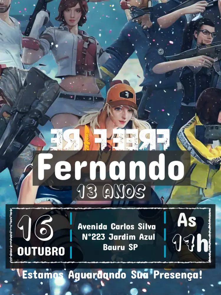 Convite Free Fire Azul