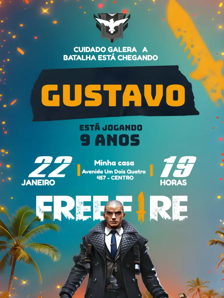 Convite Free Fire Jogo