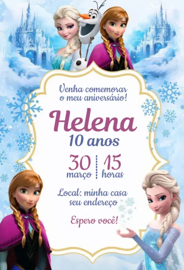Invite Frozen editable and customizable