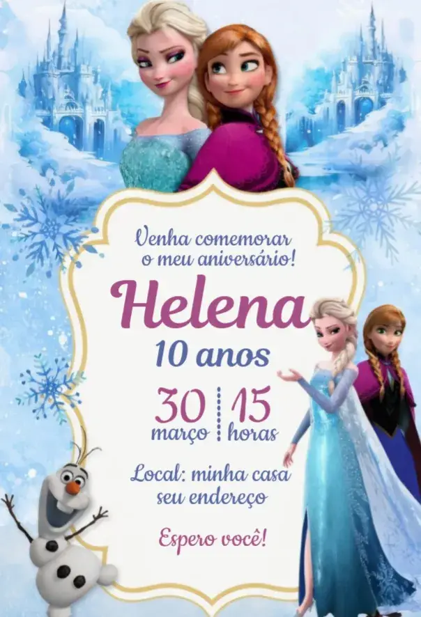 Invite Frozen editable and customizable