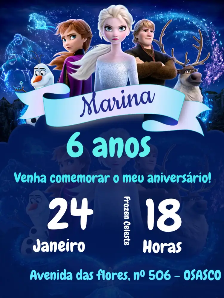Convite Frozen Azul