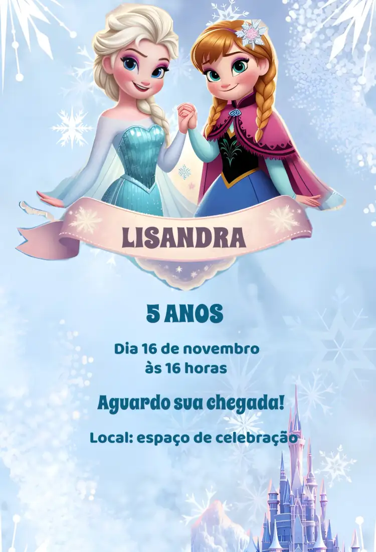 Convite Frozen Azul – tema Mais pesquisados azul, inverno, Disney, mágico, infantil