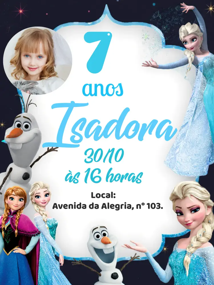 Convite Frozen Com Foto Lilás