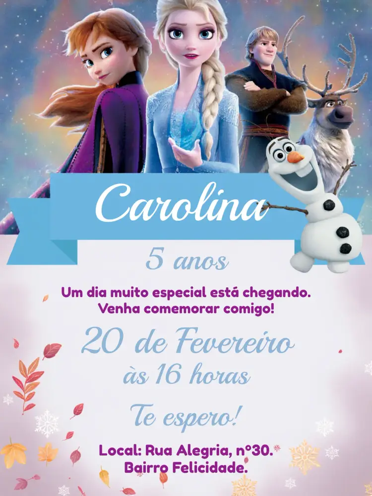 Convite Frozen Disney