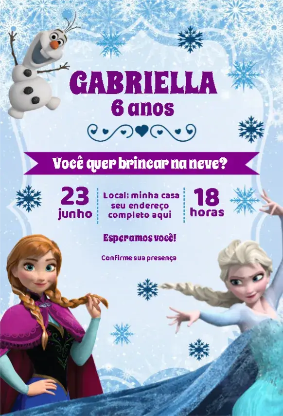 Convite Frozen Neve