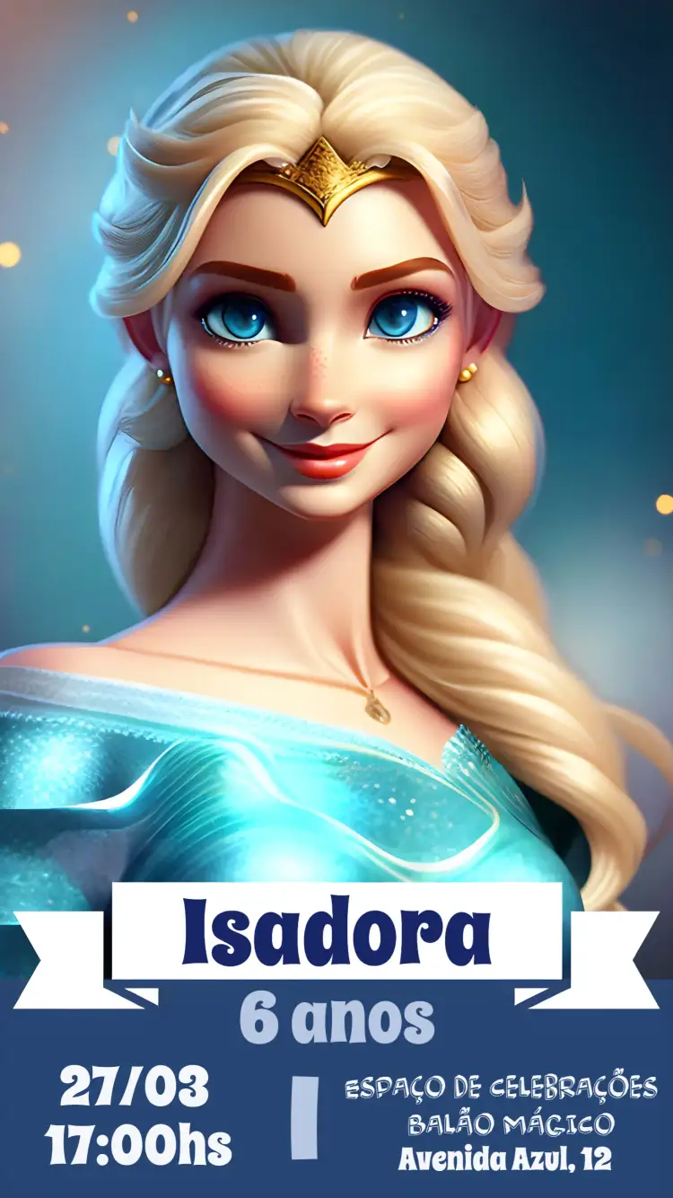Convite Frozen São – tema Datas Comemorativas azul, branco, inspirado em Frozen, temático, mágico, divertido