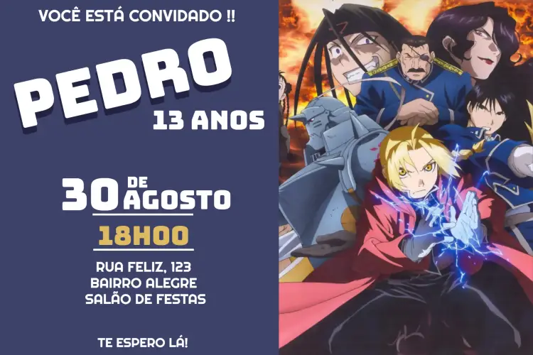 Convite Full Metal Alchemist