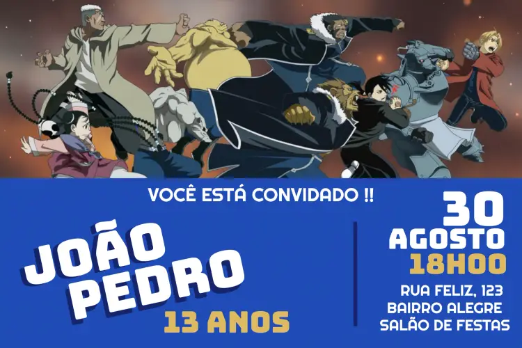 Convite Full Metal Alchemist Anime