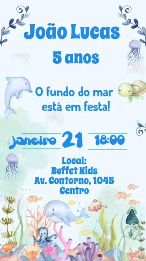 Convite Fundo do Mar Aquarela