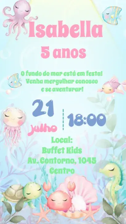 Convite Fundo do Mar Aquarela