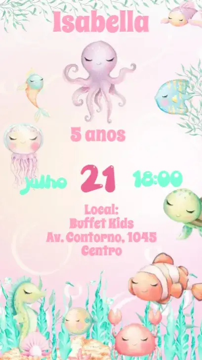 Convite Fundo do Mar Aquarela