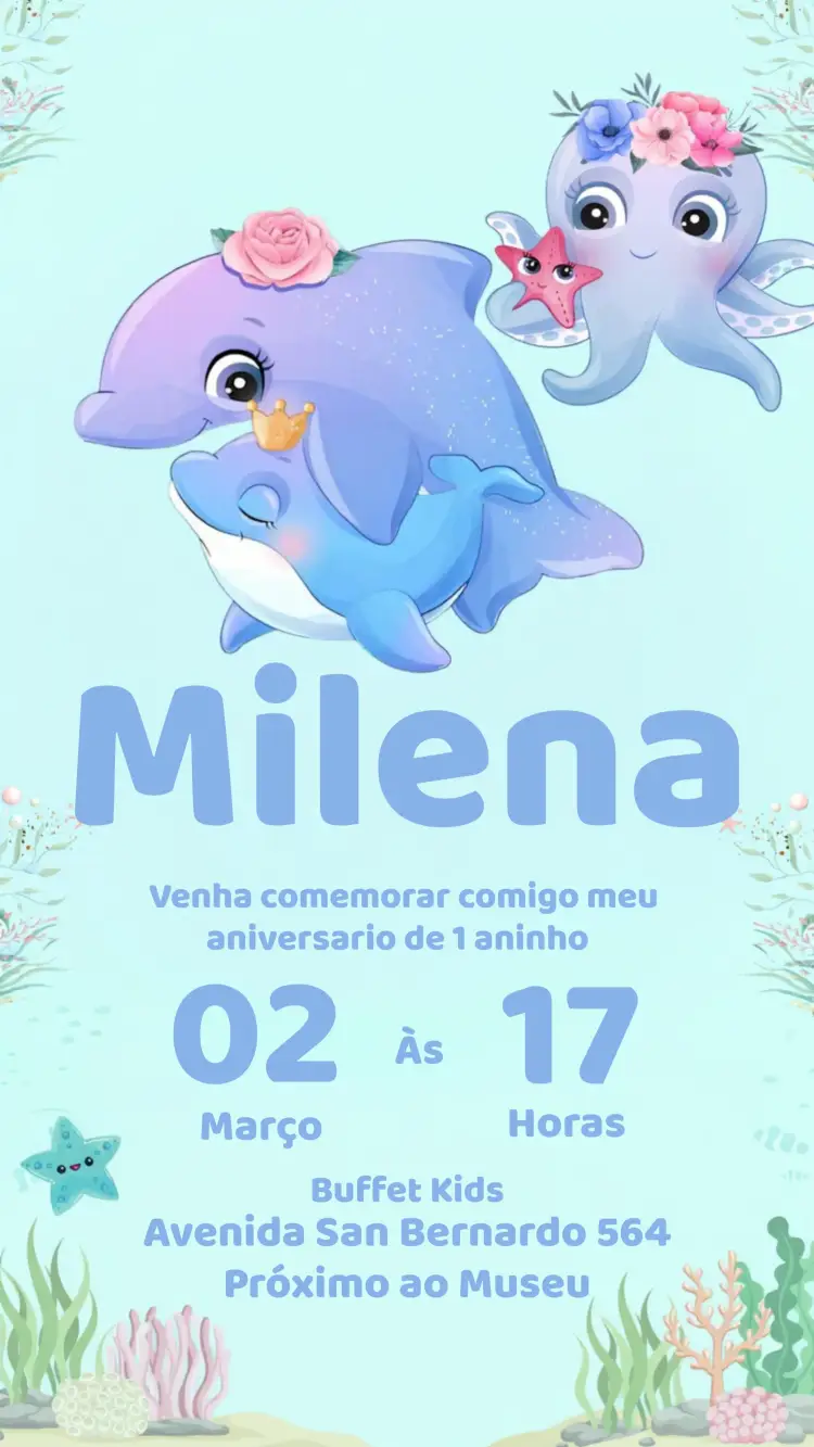 Convite Fundo Do Mar Azul
