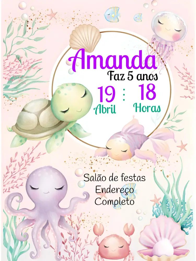 Convite Fundo Do Mar Concha