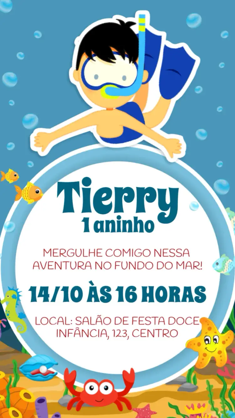 Convite Fundo Do Mar Estrelas