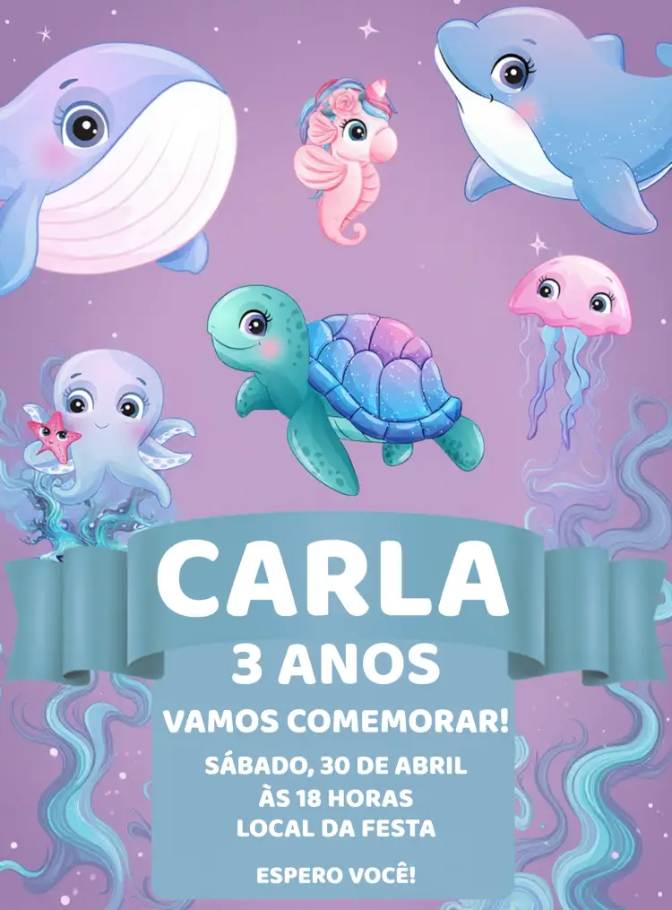 Convite Fundo Do Mar Infantil