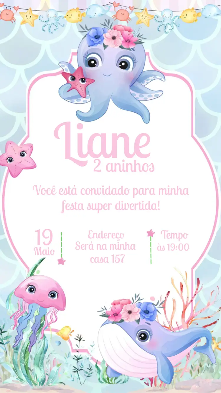 Convite Fundo Do Mar Infantil