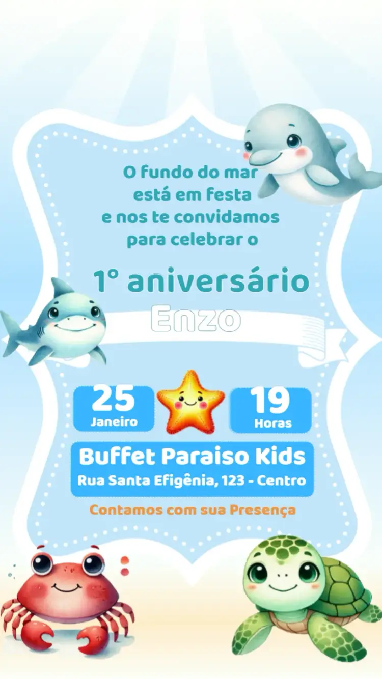 Convite Fundo Do Mar Marinho