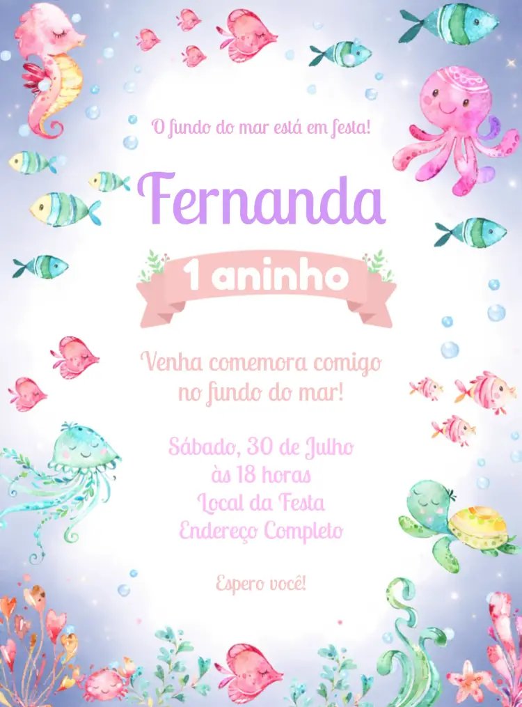 Convite Fundo Do Mar Oceano